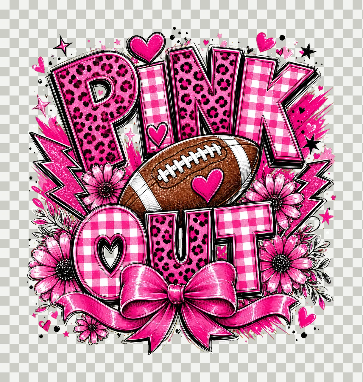 Pink Out Breast Cancer Football Breast Cancer Variation B transparency and detail preview thumbnail