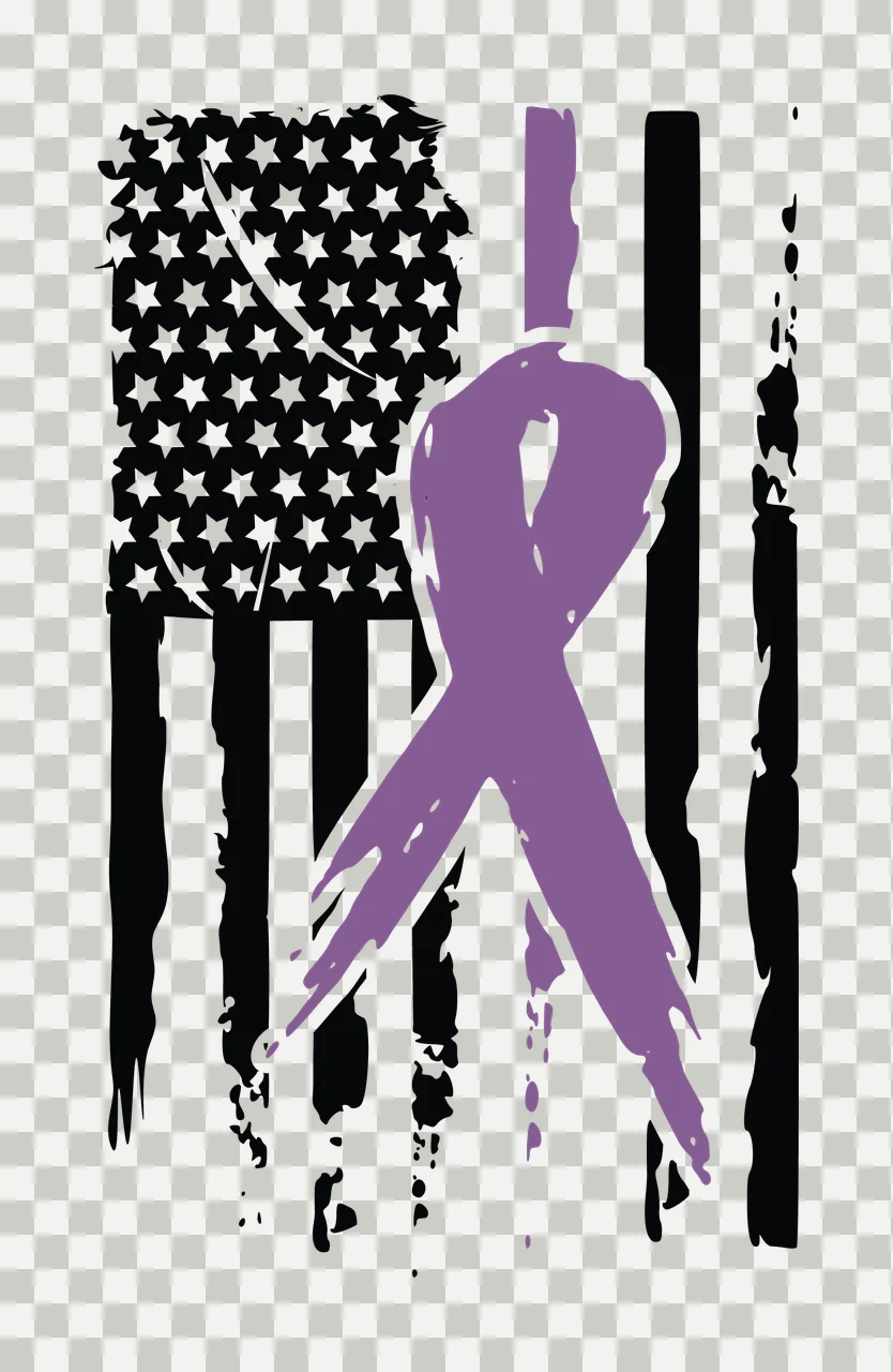 Flag Ribbon Distressed Vertical Graphic stars stripes black transparency and detail preview thumbnail