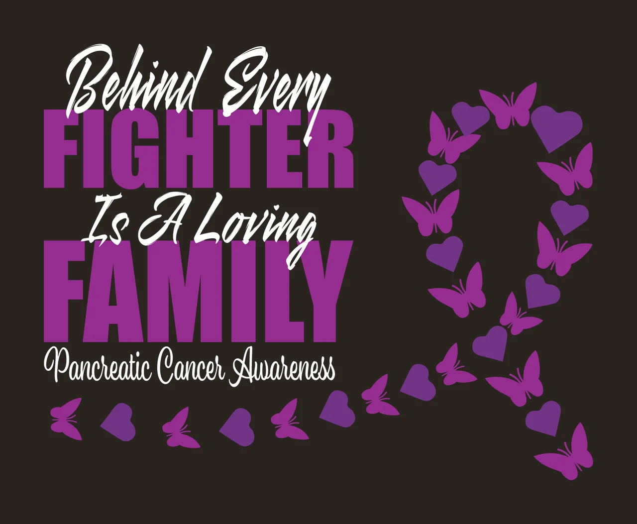 Cancer Awareness Ribbon Butterfly Design heart typography and contrast preview thumbnail