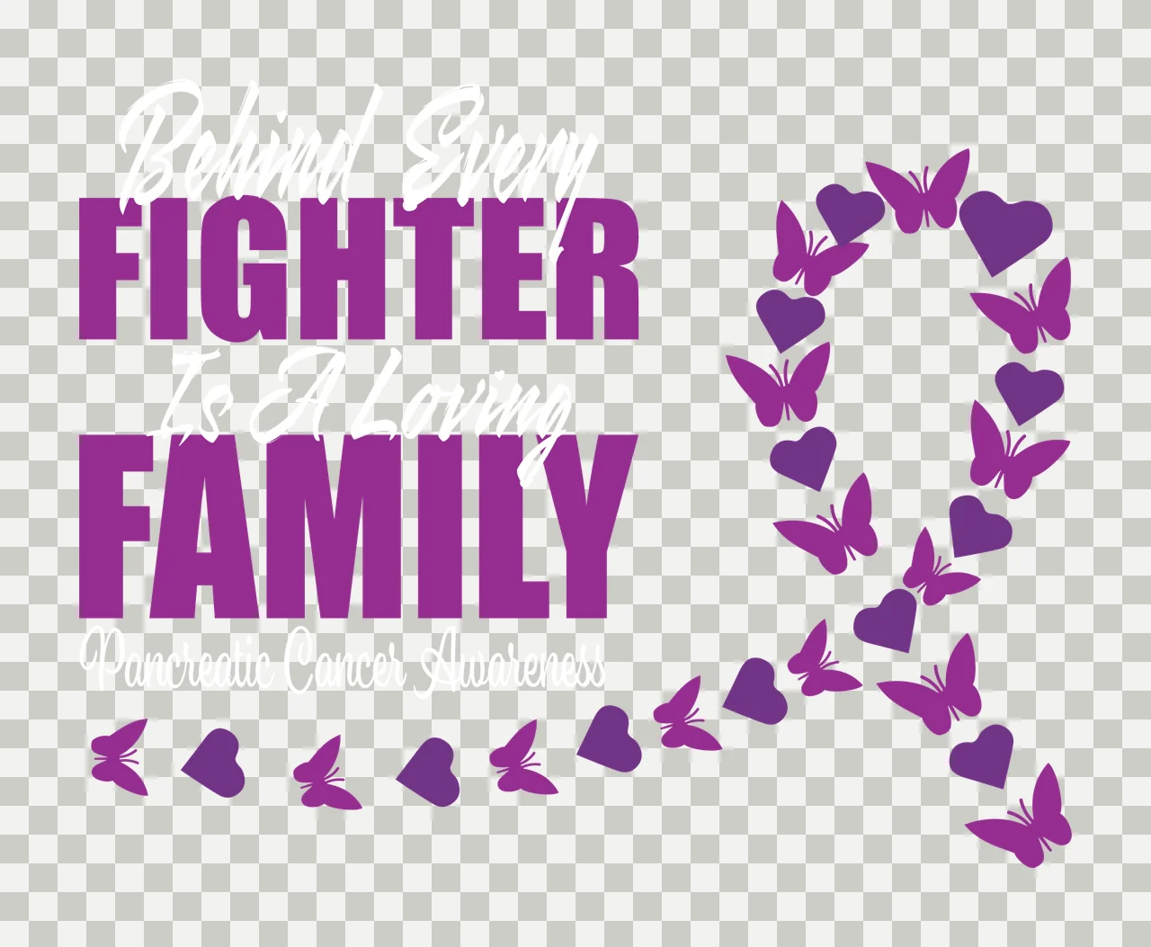 Cancer Awareness Ribbon Butterfly Design heart typography and transparency and detail preview thumbnail