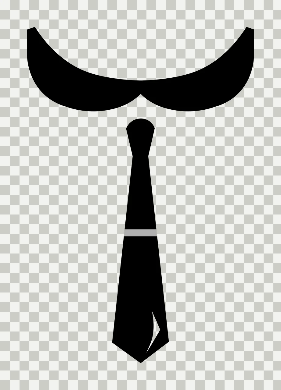 Minimalist Black Tie And Mustache Icon silhouette white plain transparency and detail preview thumbnail