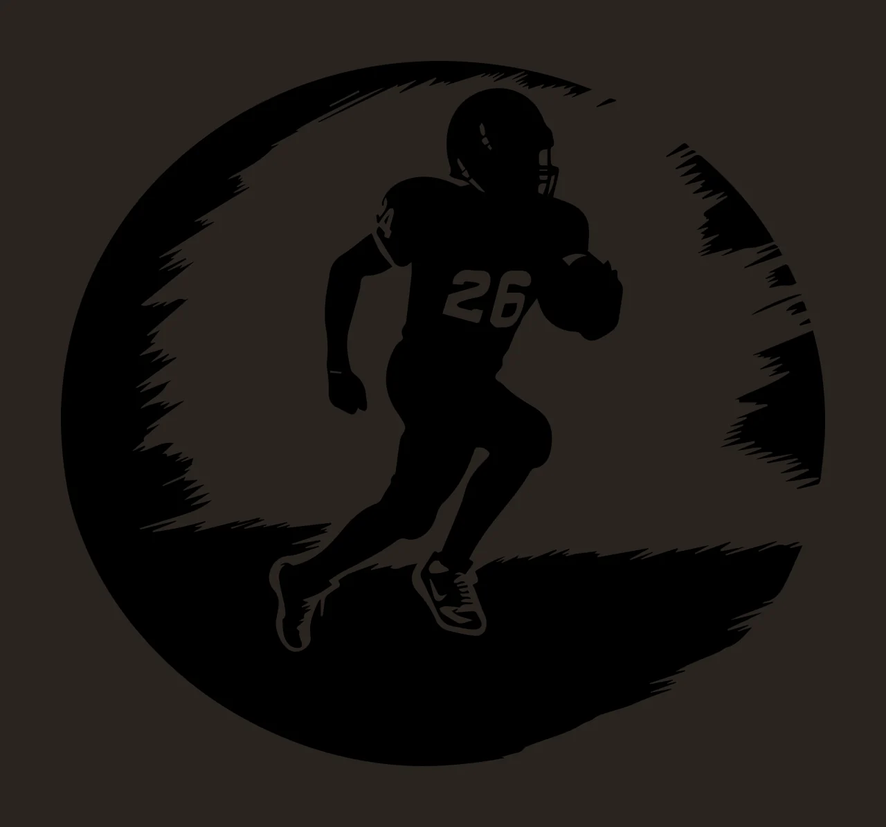 Football Player 26 Silhouette With Number running helmet circle contrast preview thumbnail