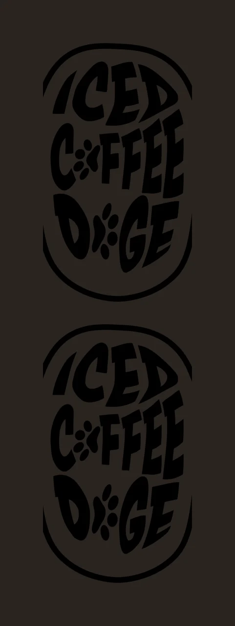Iced Coffee Doge Black Graphic Text paw print oval border lettering contrast preview thumbnail