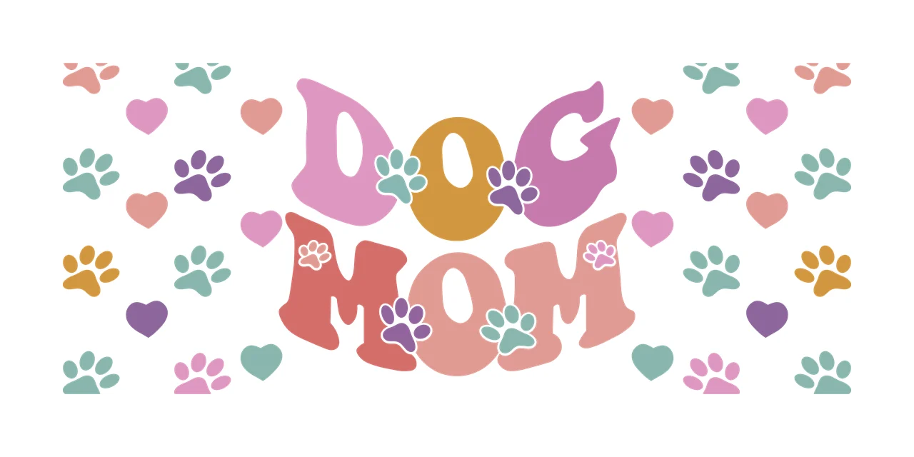 Can Glass Wrap Dog Mom With Paw Prints Text reading surrounded by paws
