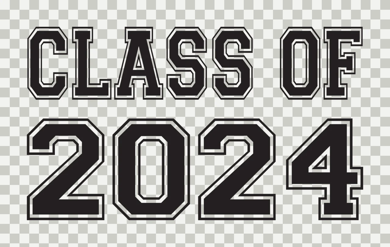 CLASS OF 2024 Typography Design with black lettering and white outlines transparency and detail preview thumbnail