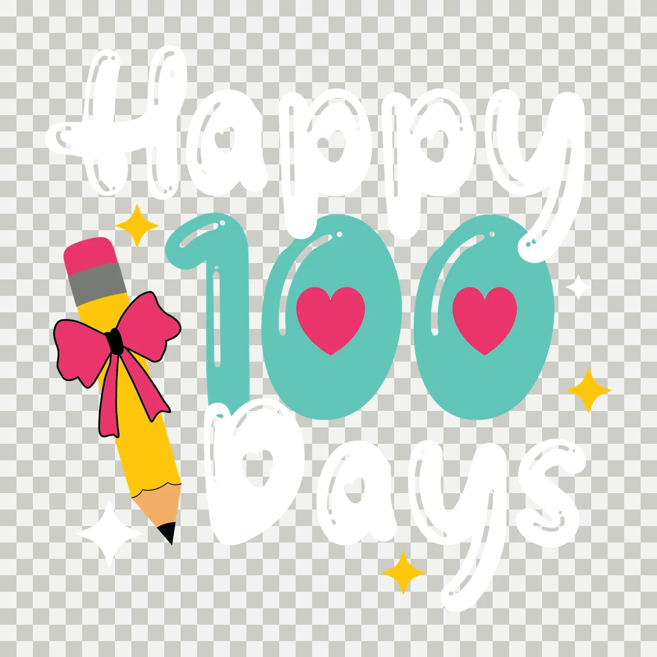 Happy 100 Days Decorative Typographic Text celebrating Variation transparency and detail preview thumbnail
