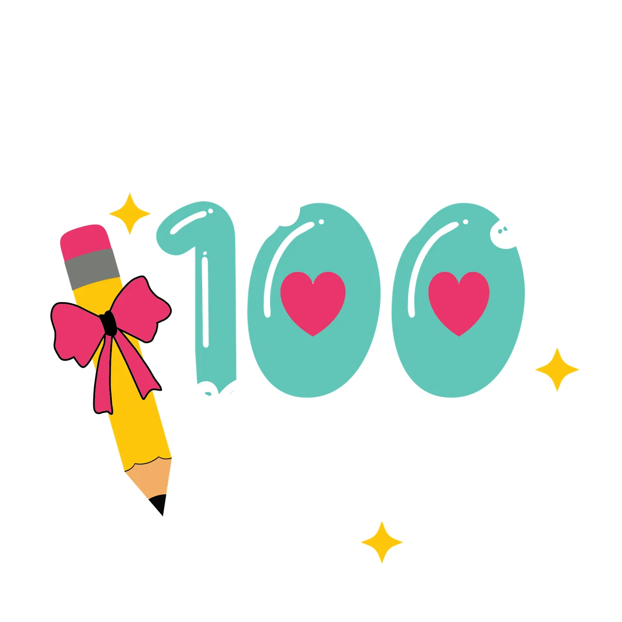 Happy 100 Days Decorative Typographic Text celebrating Variation