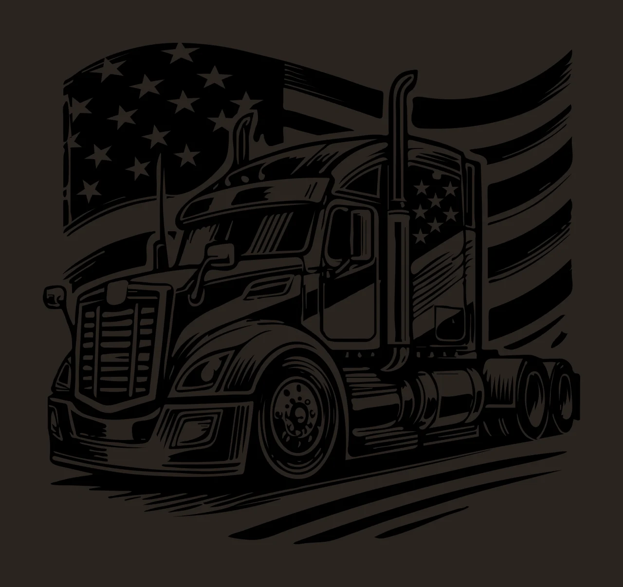 Semi Truck Flag With Waving American driving star stripe wheel contrast preview thumbnail