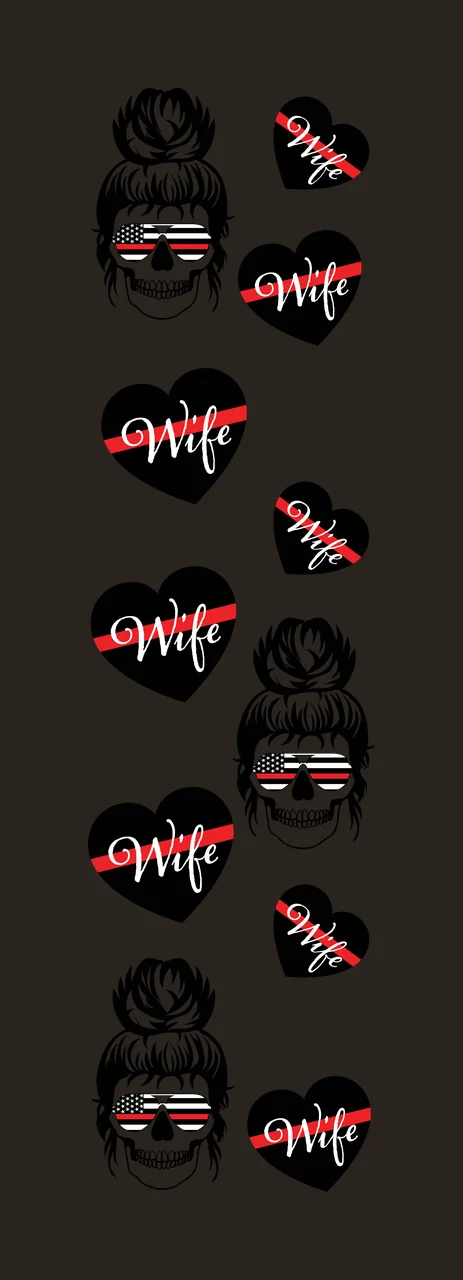 Wife Typography Design with black heart, red stripe, white cursive 'Wife' and skull contrast preview thumbnail