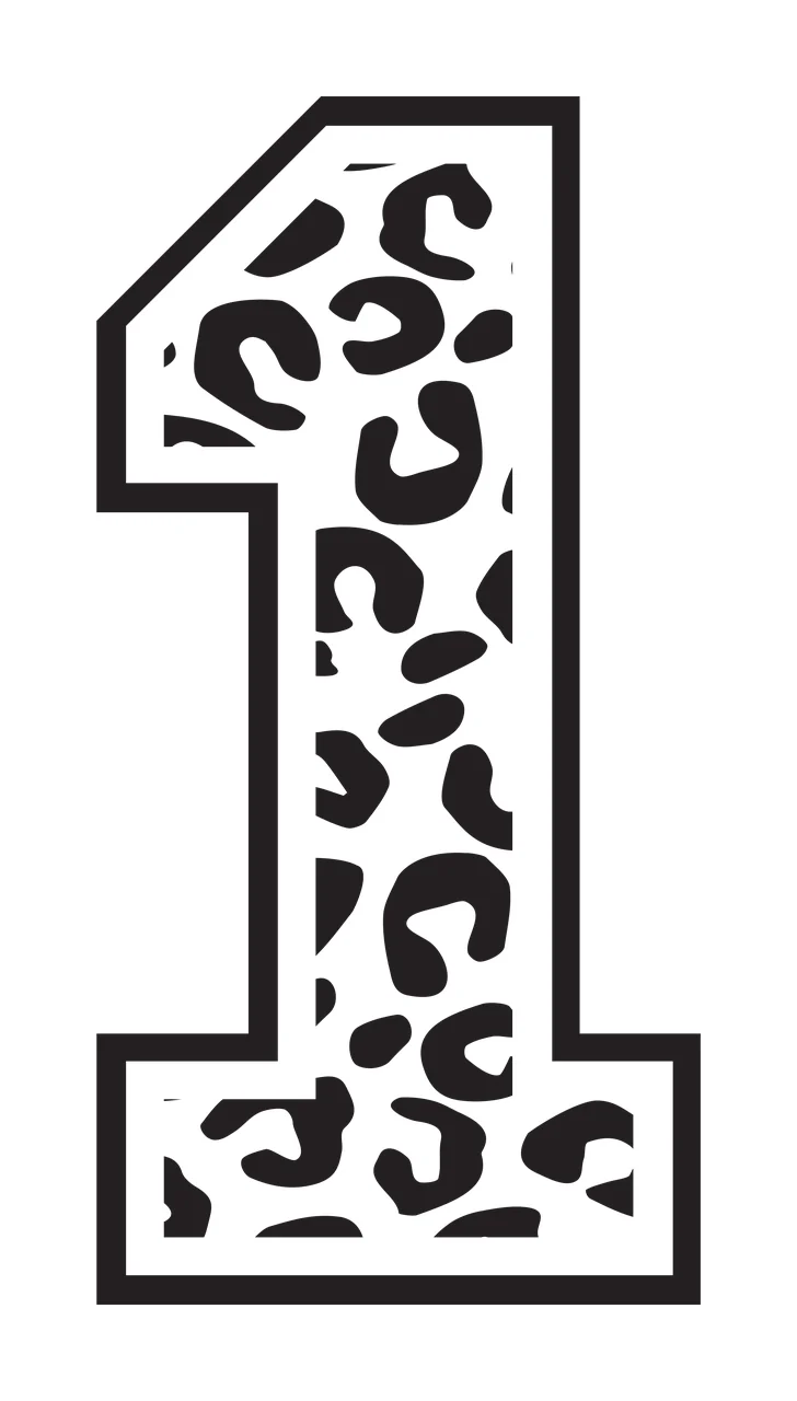 Black Varsity Half Font Leopard Character 19 print animal cheetah