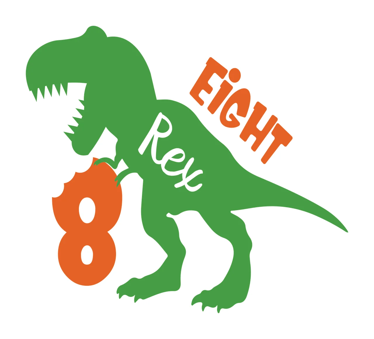 Birthday Dinosaur With Number standing teeth silhouette black