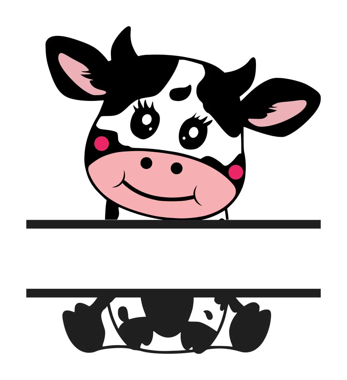 Cow Can Glass Wrap Split Silhouette For Nameplate peeking head