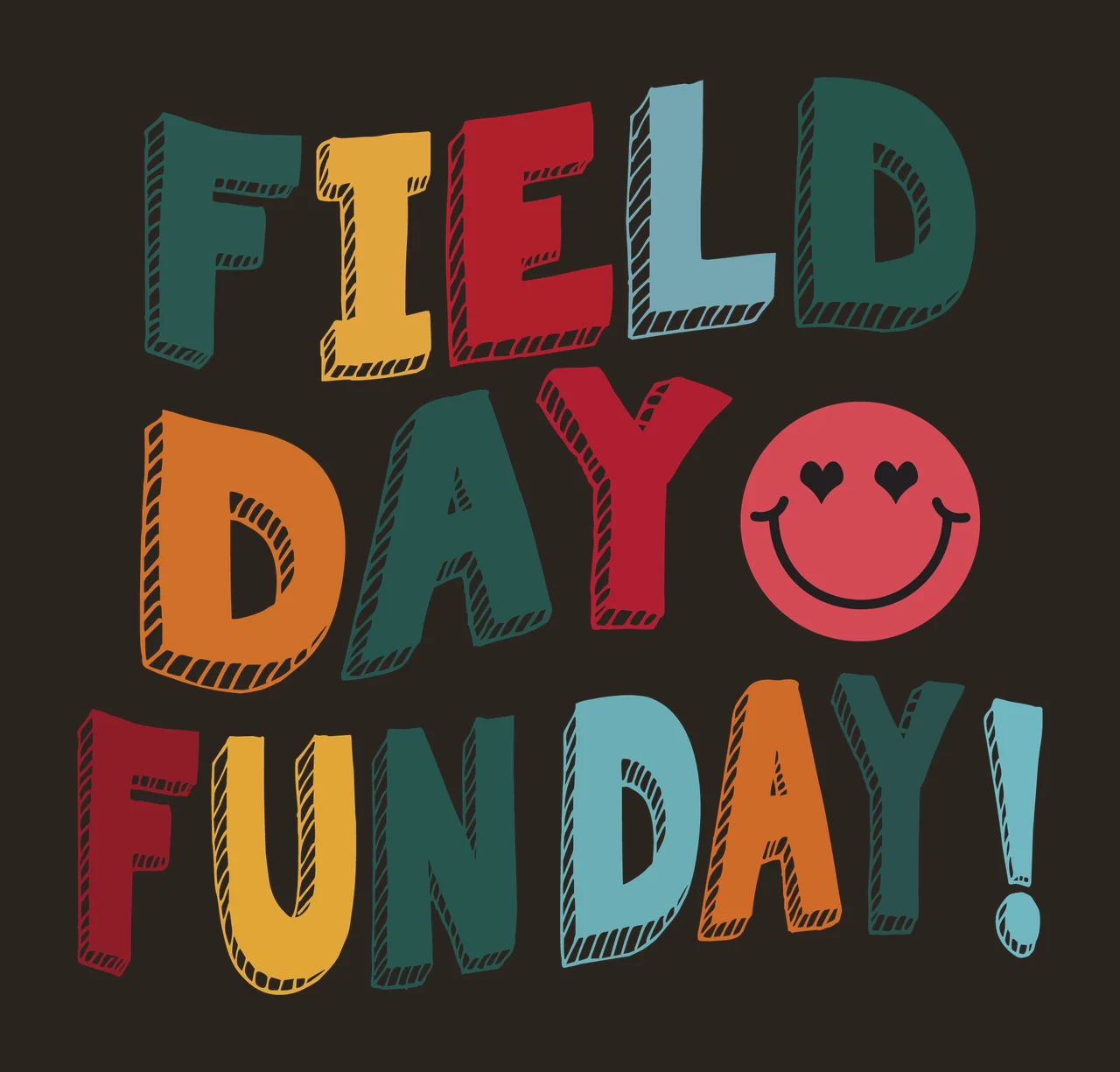 Field Day Fun Day Text hand drawn black white isolated typography contrast preview thumbnail