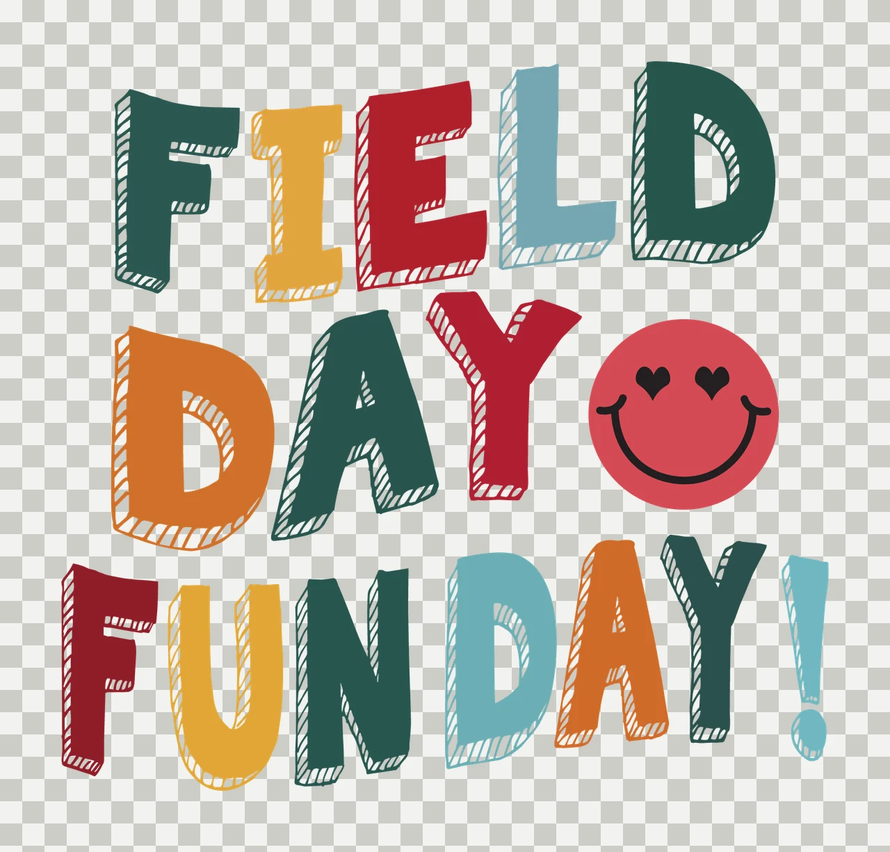 Field Day Fun Day Text hand drawn black white isolated typography transparency and detail preview thumbnail