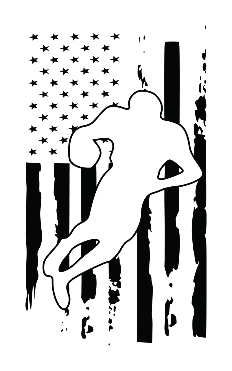 Flag Graphic With Silhouette Of Player and leaping stars stripes