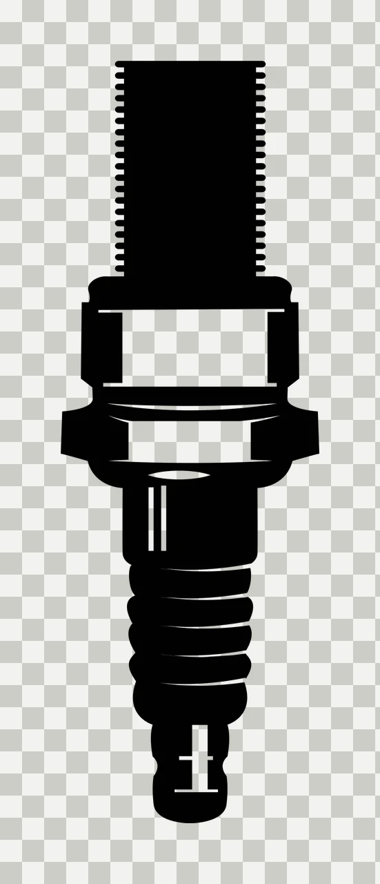 Black Spark Plug Silhouette On A Plain White automotive engine transparency and detail preview thumbnail