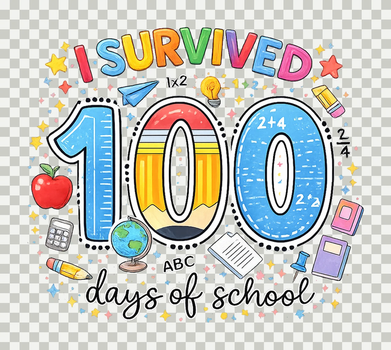 Survived 100 Days of School 100th Day of School Te Digital transparency and detail preview thumbnail