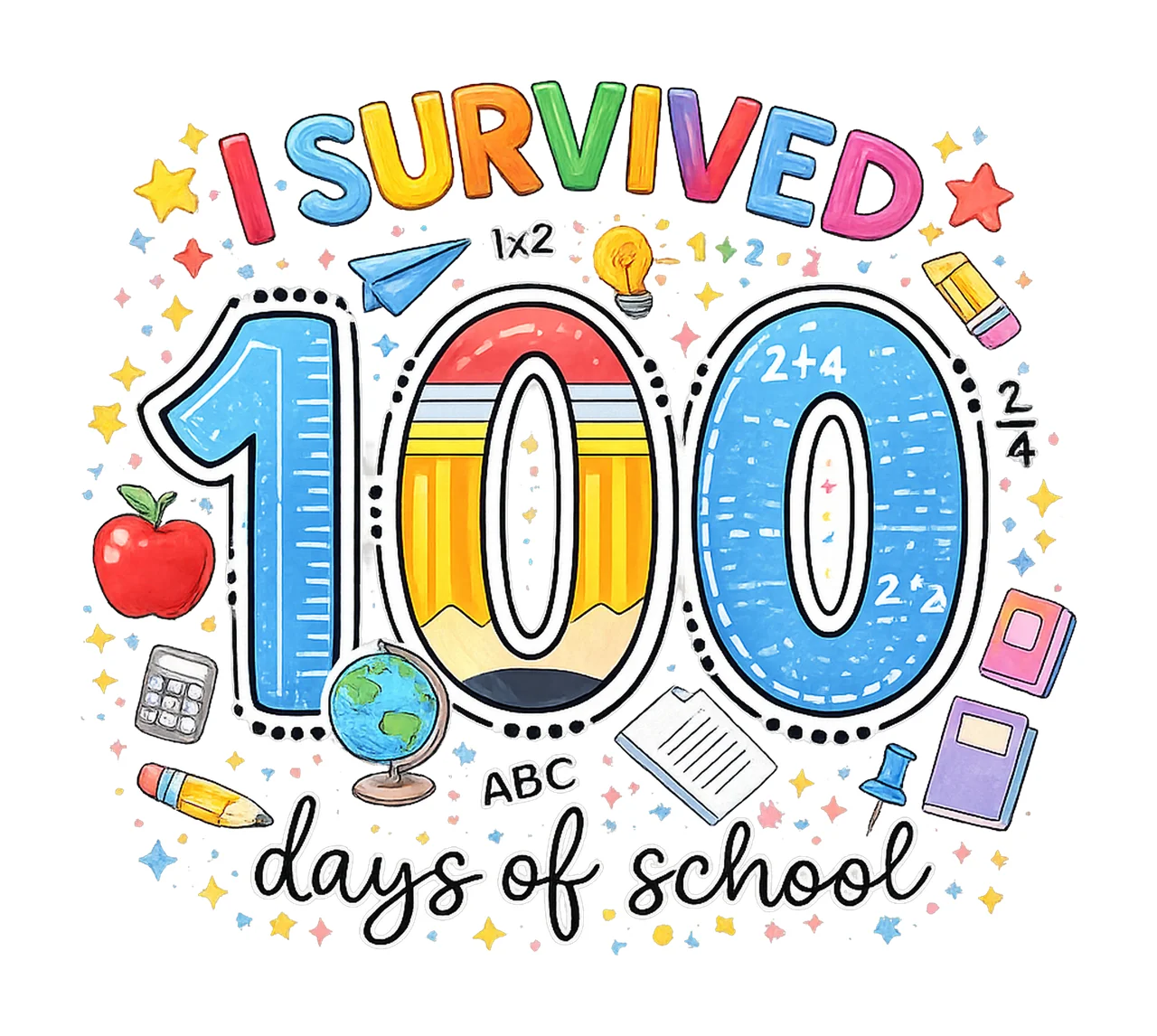 Survived 100 Days of School 100th Day of School Te Digital