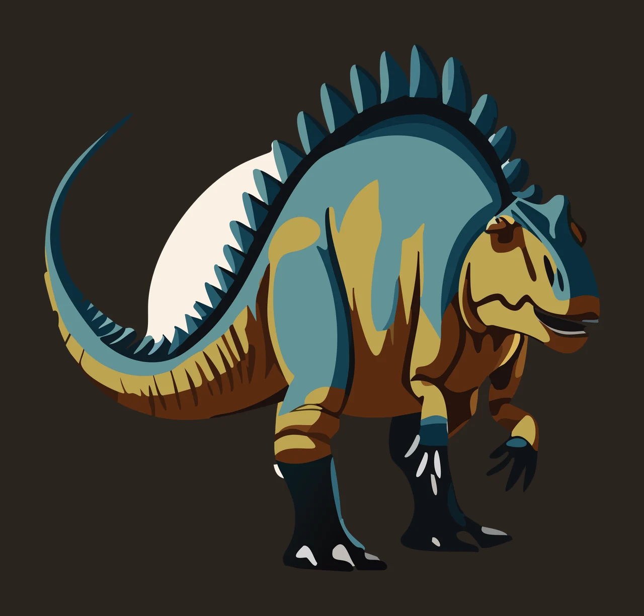 Dinosaur Black Silhouette Standing Spiked spikes tail limbs contrast preview thumbnail