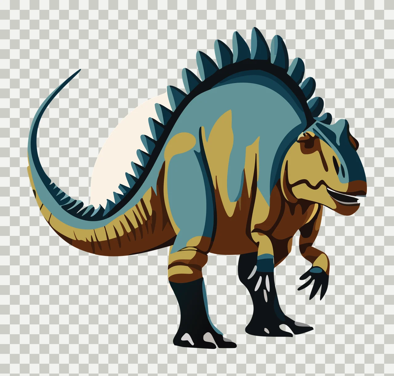 Dinosaur Black Silhouette Standing Spiked spikes tail limbs transparency and detail preview thumbnail
