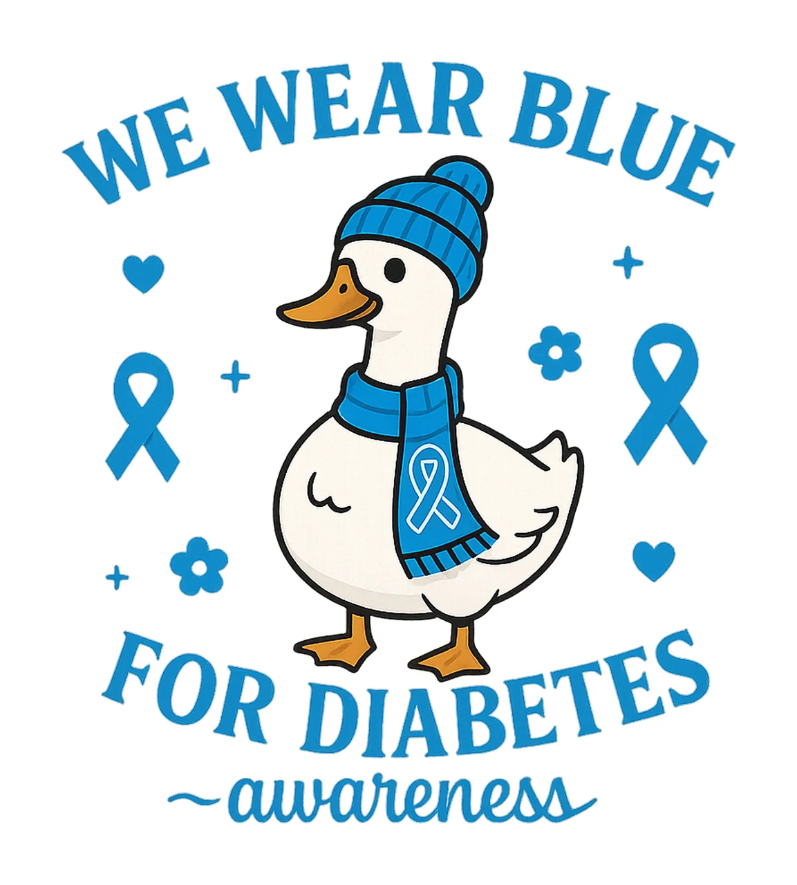 in November We Wear Blue Diabetes Awareness Goose Blue
