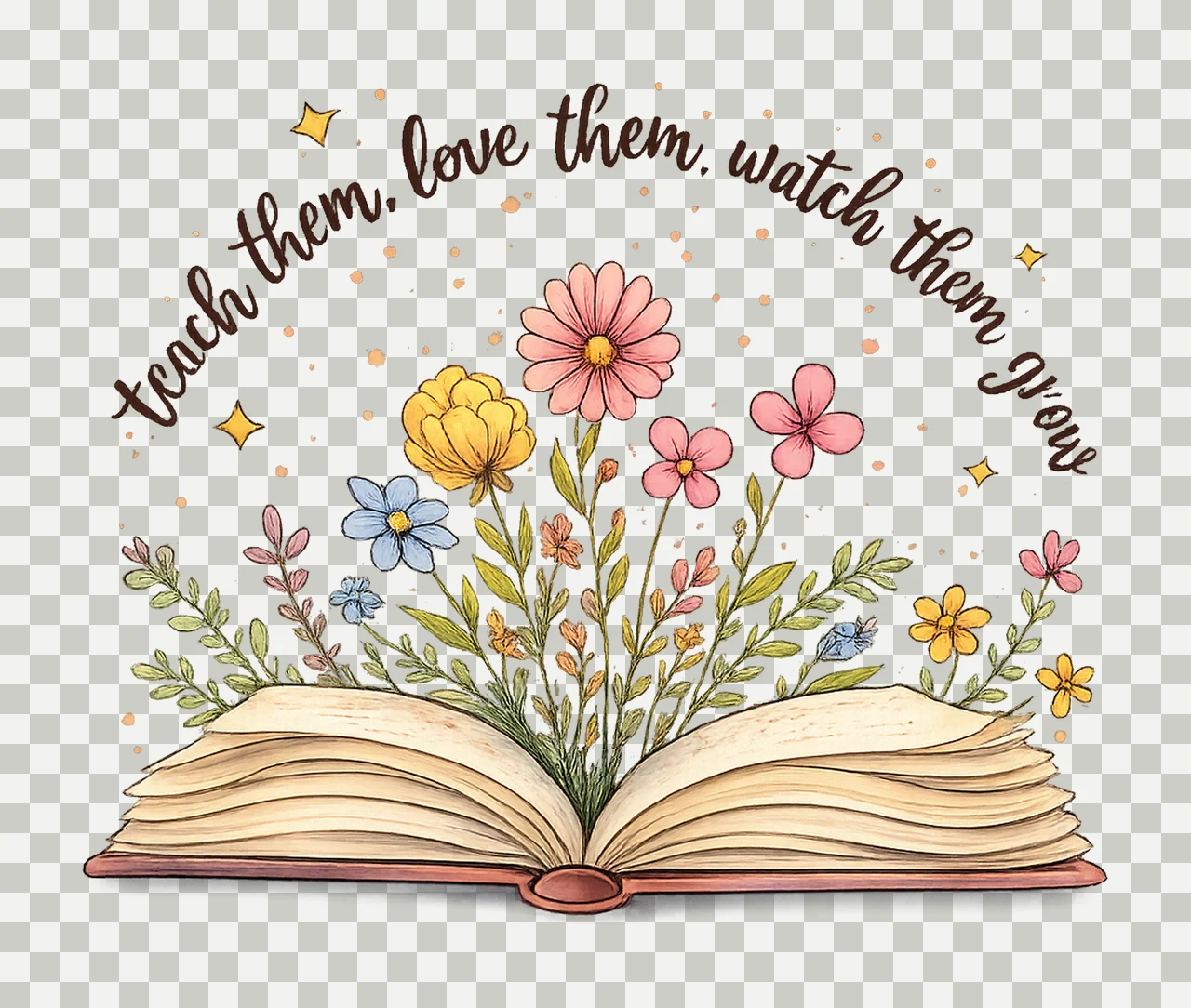 Teacher Wildflowers Teacher Them Love Them Watch Them Grow transparency and detail preview thumbnail