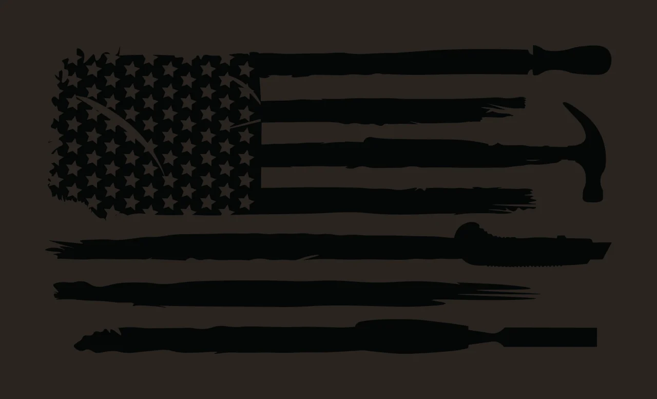 Flag Horizontal Pattern With Tools Including Hammer chisel contrast preview thumbnail