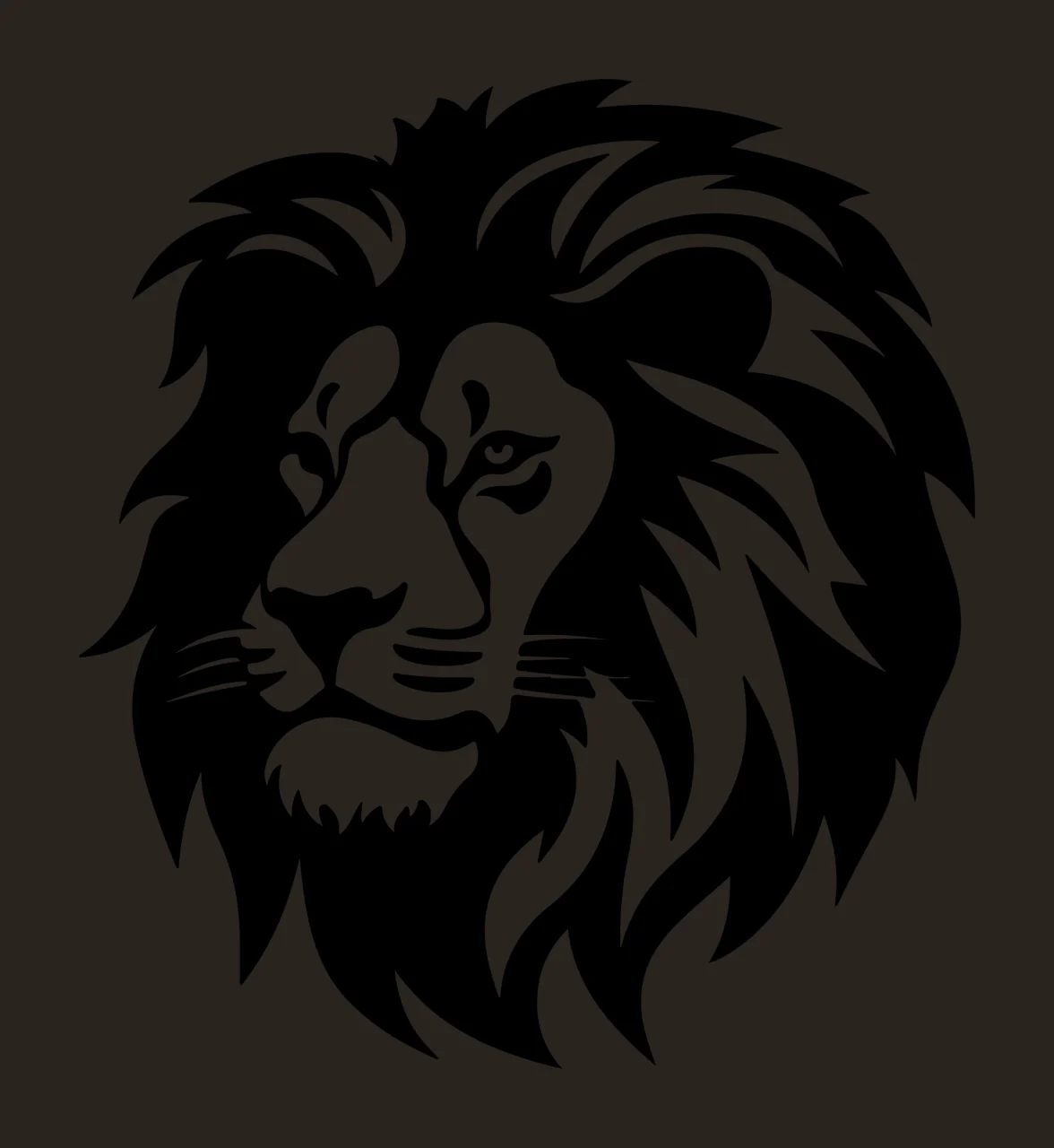 Lion Head Silhouette Graphic Profile mane eyes black white contrast preview thumbnail