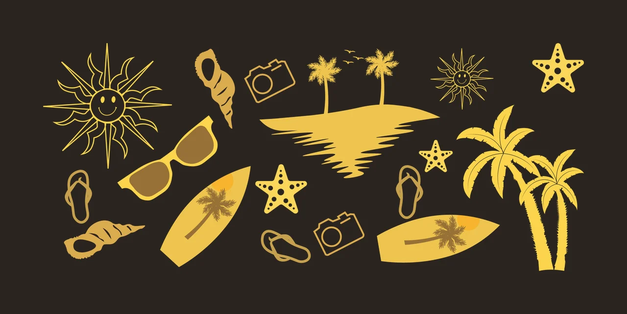 Can Glass Wrap Summer Vacation Icons And Elements arrayed sun contrast preview thumbnail