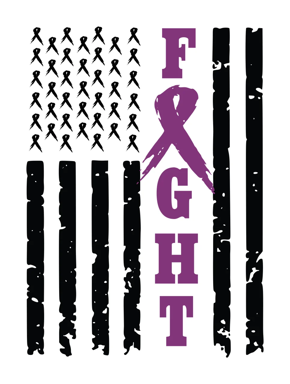 Fight Grunge Flag With Ribbons displaying texture distressed