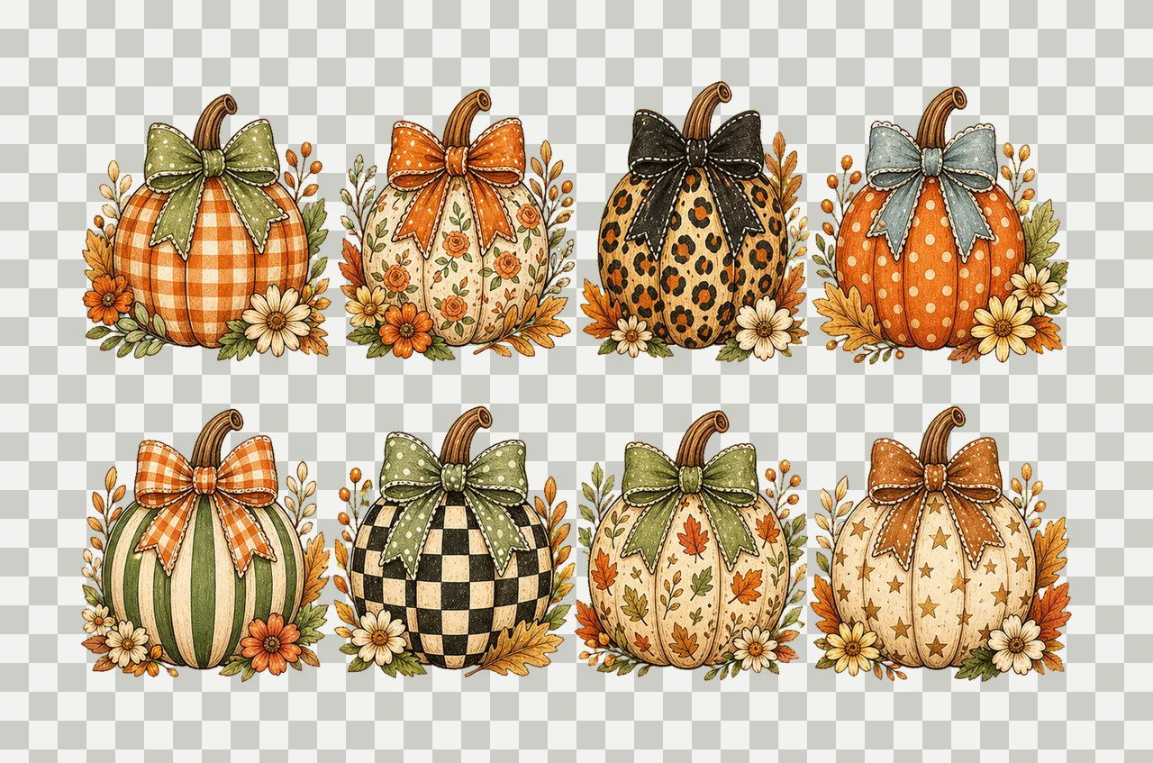 Pumpkin Preppy Fall Pumpkin Sublimation Cute Variation D transparency and detail preview thumbnail