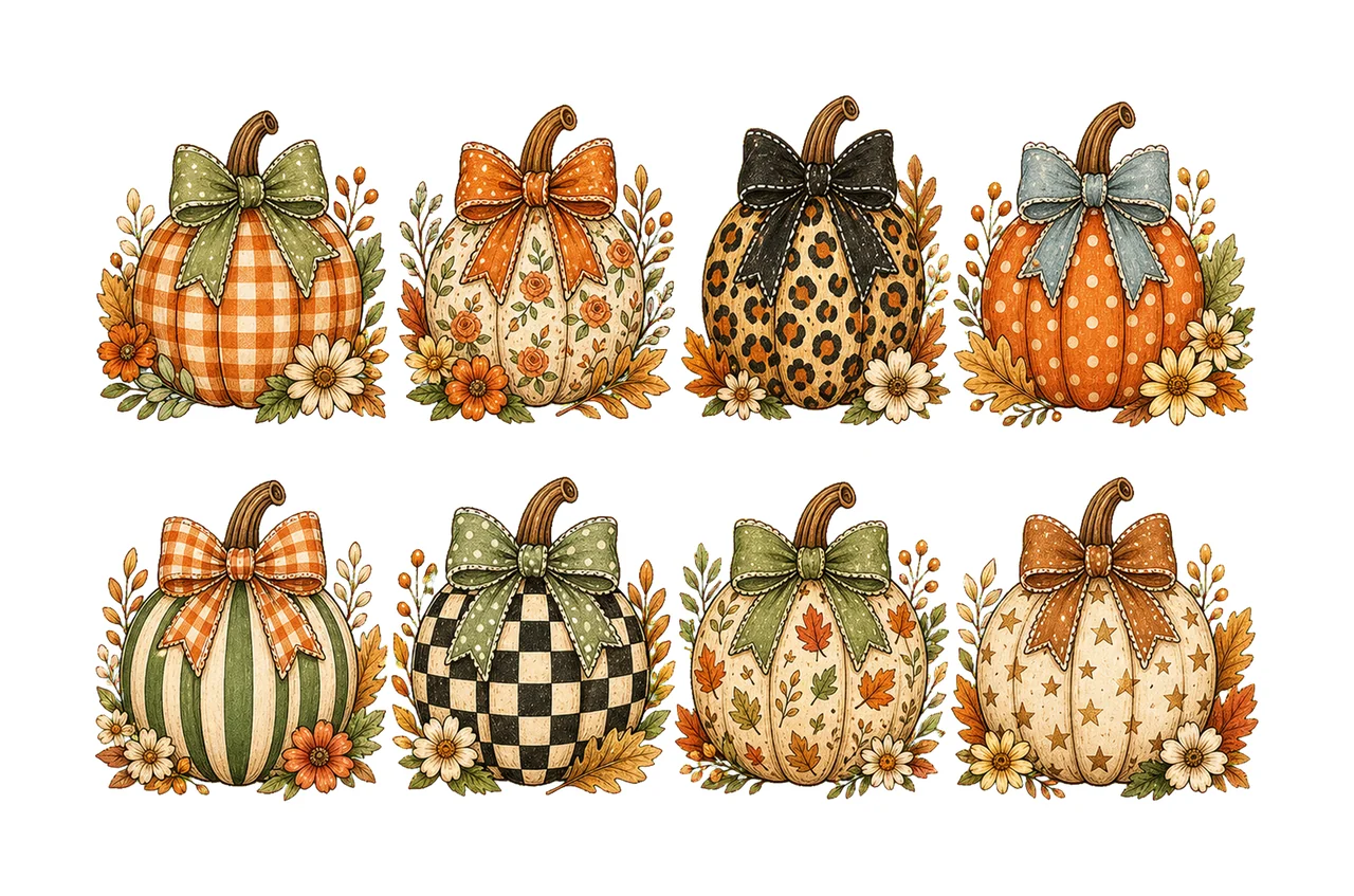 Pumpkin Preppy Fall Pumpkin Sublimation Cute Variation D
