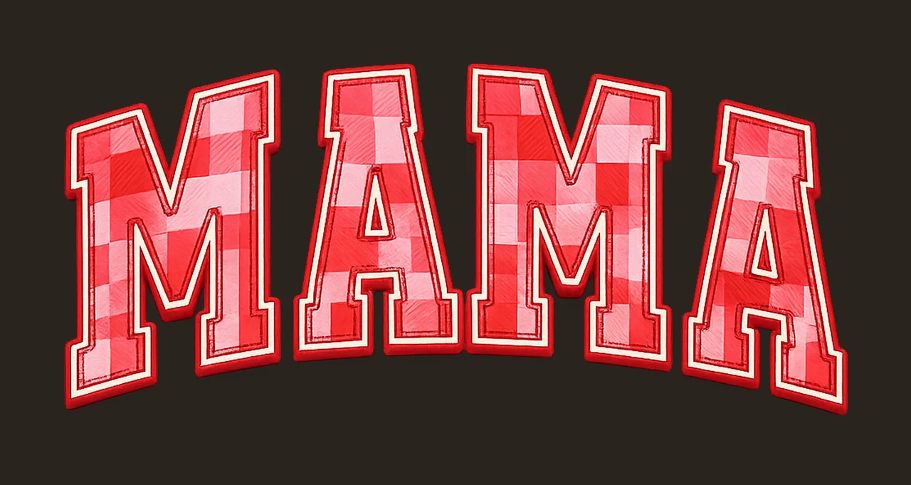 Mama Checkered Valentines Day Varsity Design Pink and Red contrast preview thumbnail