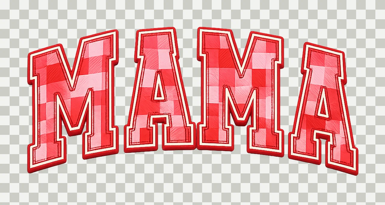 Mama Checkered Valentines Day Varsity Design Pink and Red transparency and detail preview thumbnail