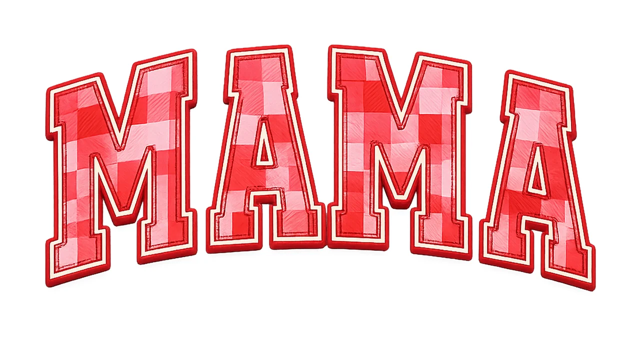 Mama Checkered Valentines Day Varsity Design Pink and Red