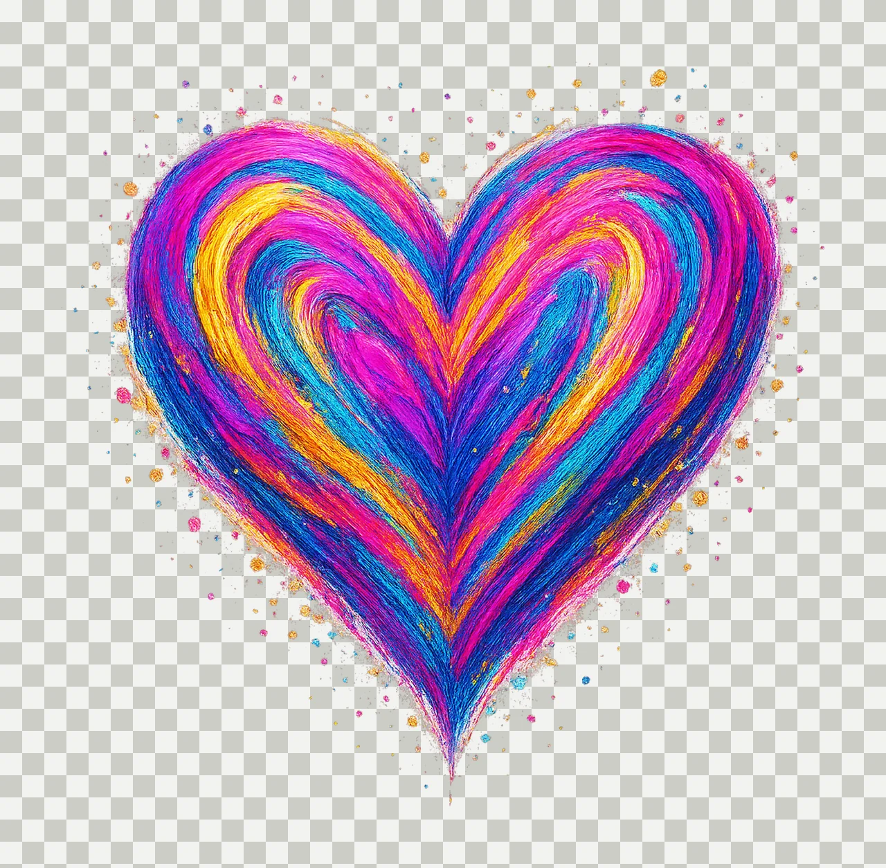 Valentines Day Heart Colorful Brushstroke Retro Valentine transparency and detail preview thumbnail