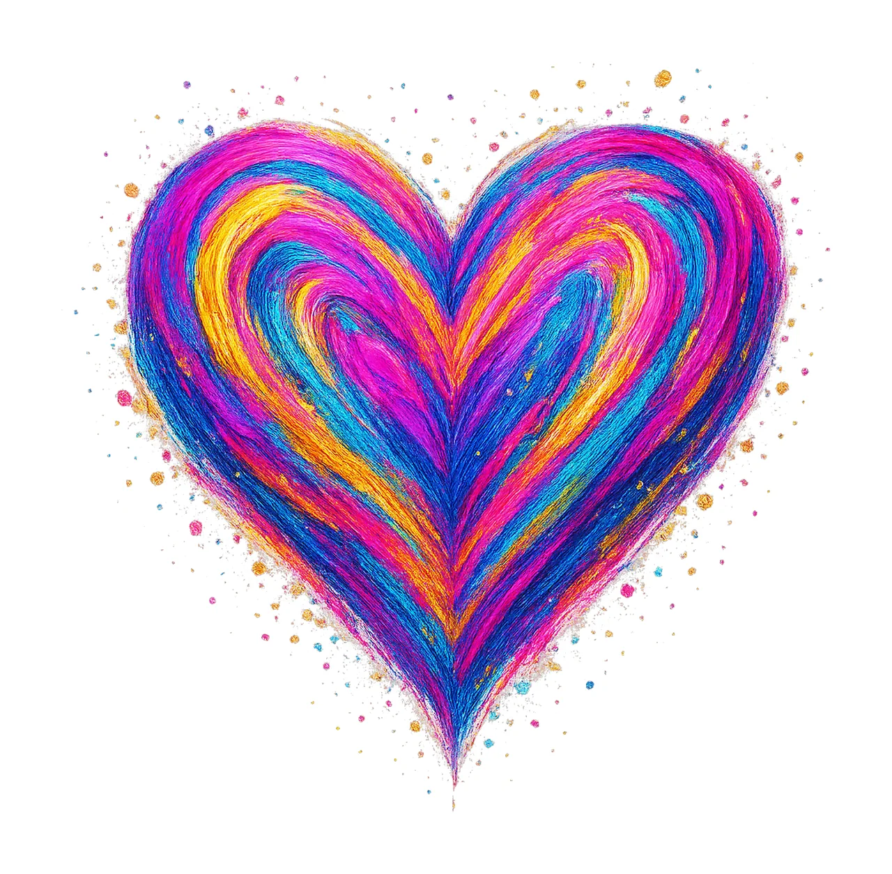 Valentines Day Heart Colorful Brushstroke Retro Valentine