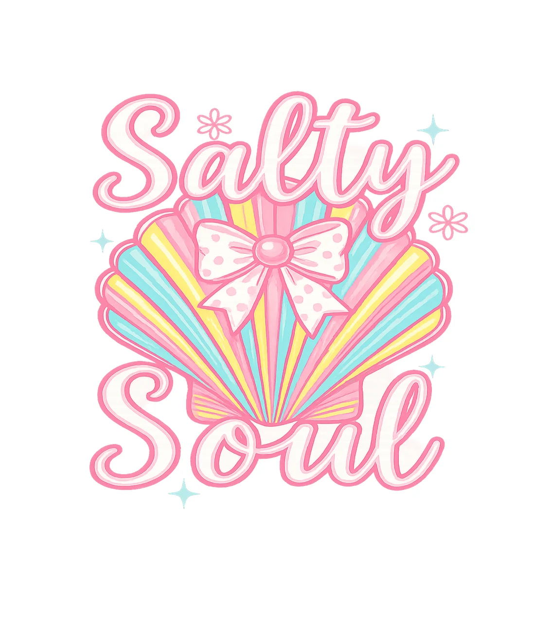 Salty Soul Seashell bow flower shapes script pastel radial