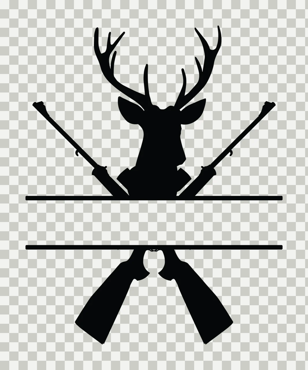 Deer Monogram Hunting Fishing Character 06 hunter buck antlers transparency and detail preview thumbnail