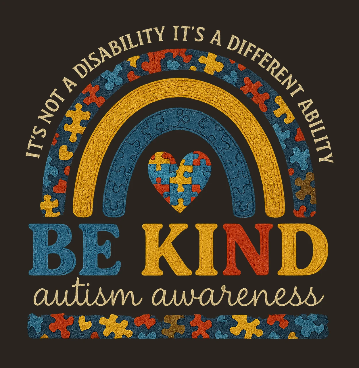 Be Kind Autism Awareness Leopard Rainbow Sublimation Design contrast preview thumbnail