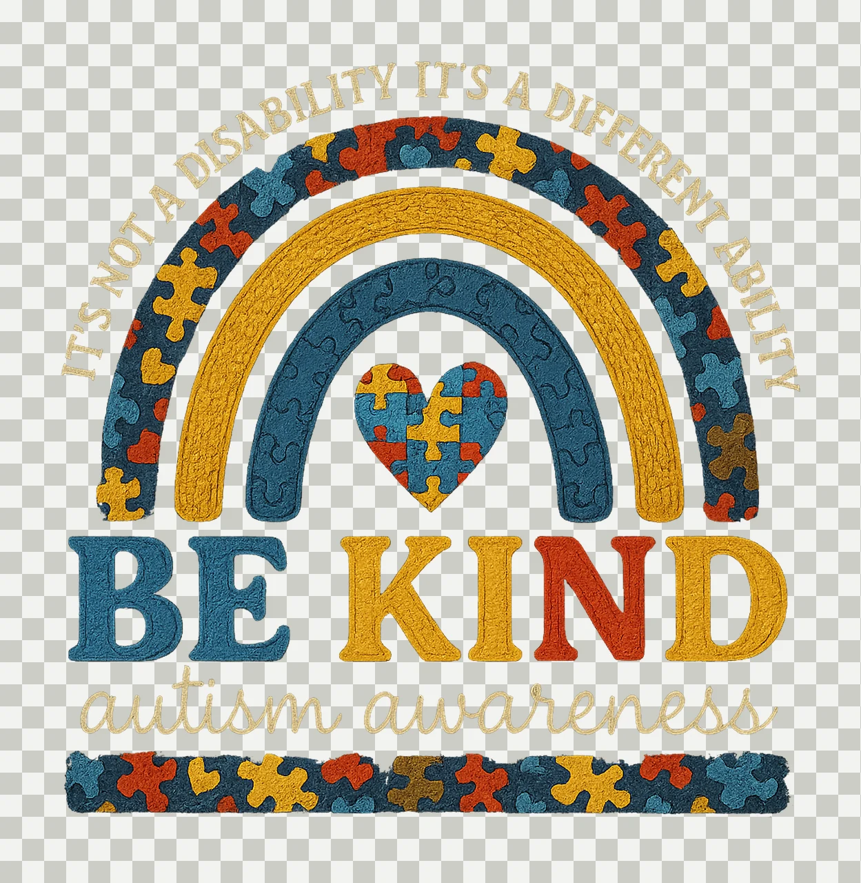 Be Kind Autism Awareness Leopard Rainbow Sublimation Design transparency and detail preview thumbnail