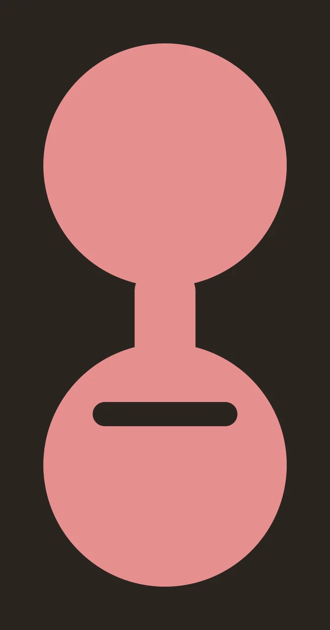 Pink two-circle icon with horizontal cutout Illustration with pink upper circle, pink lower circle, central pink connector and white horizontal cutout contrast preview thumbnail
