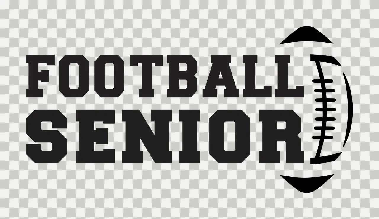FOOTBALL SENIOR Typography Design with black 'FOOTBALL' text and black football silhouette in white transparency and detail preview thumbnail
