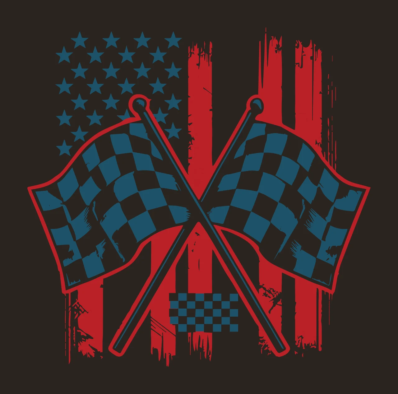 Flag Crossed Checkered Racing Flags Pattern flagpoles stripes contrast preview thumbnail