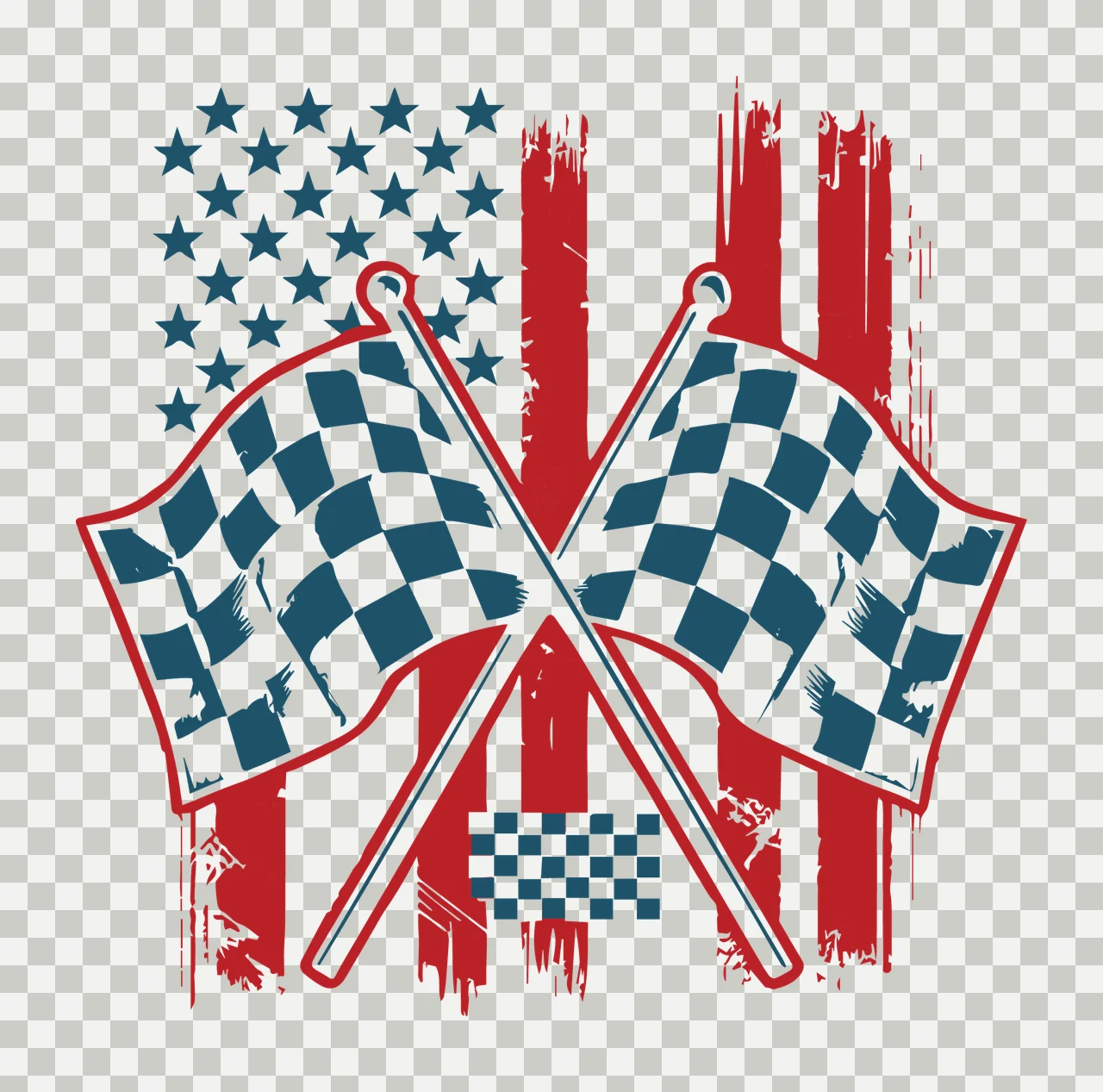 Flag Crossed Checkered Racing Flags Pattern flagpoles stripes transparency and detail preview thumbnail