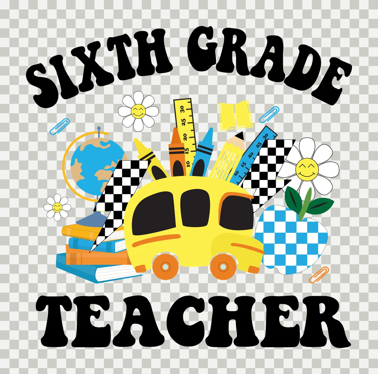 Teacher Silhouette School Supplies stationary globe apple Variation transparency and detail preview thumbnail
