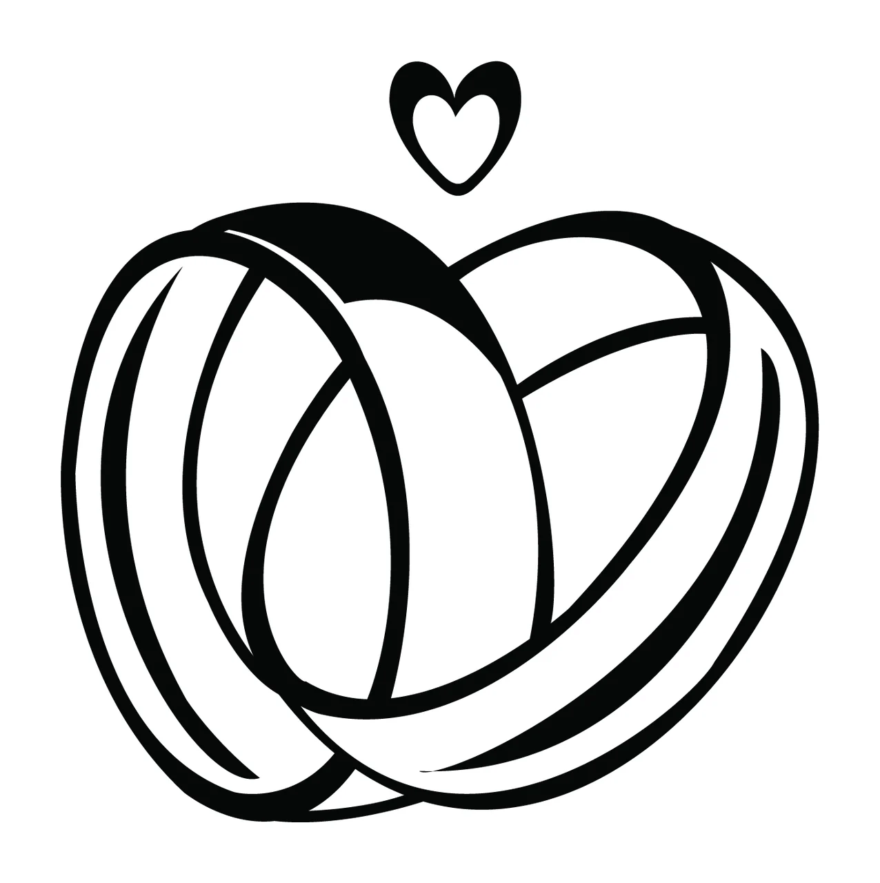 Wedding Rings Overlapping With Heart And Jewelry