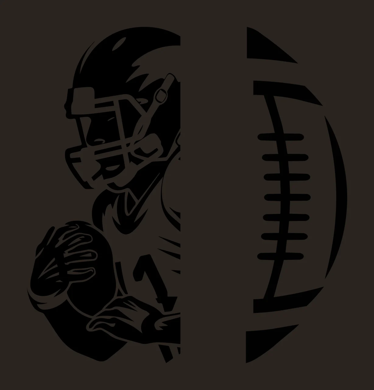 1 Football Player And Ball Split helmet graphic black white contrast preview thumbnail