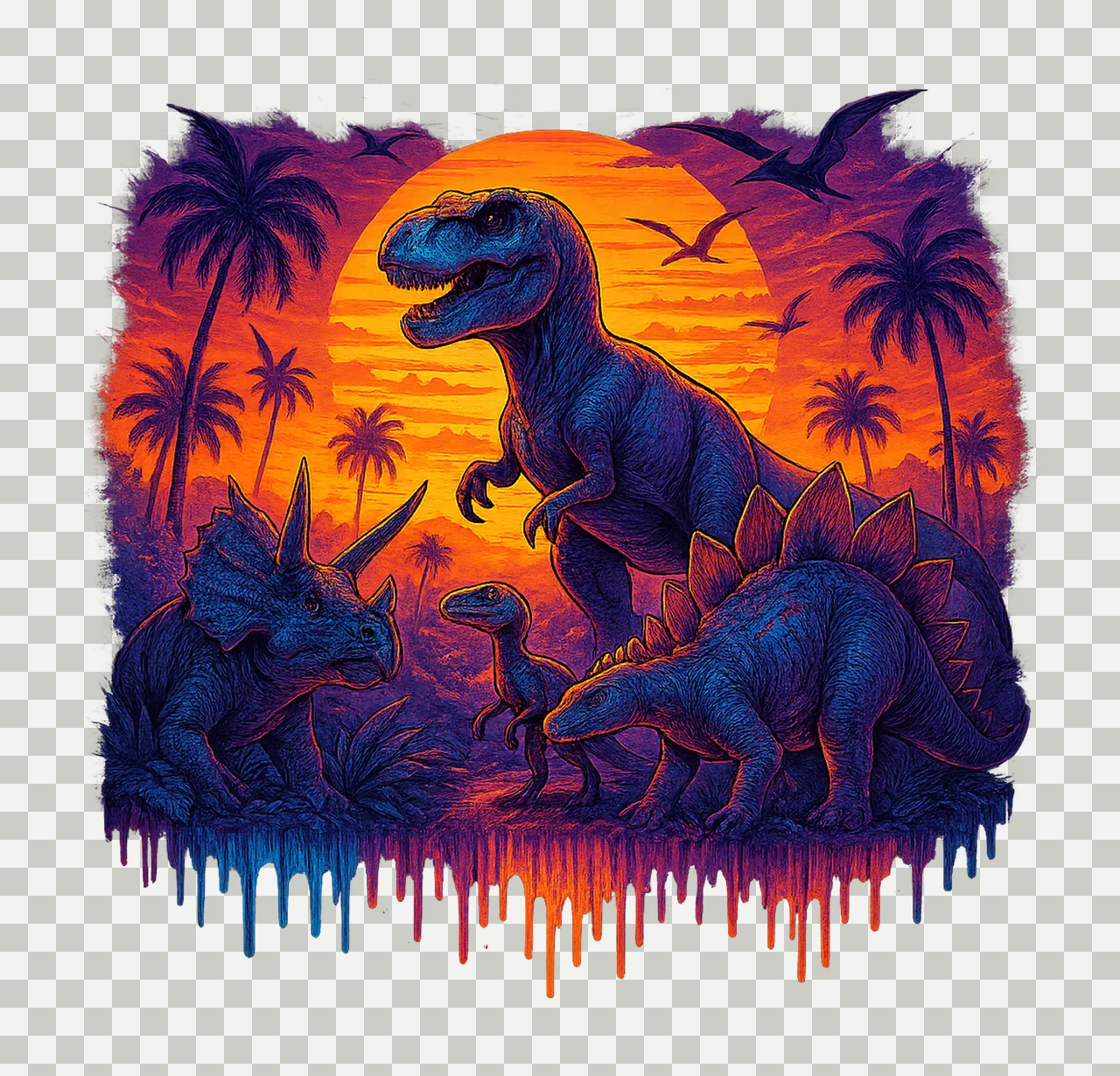 Colorful Dinosaur rex Boys Shirt Sublimation Kids Dinosaur transparency and detail preview thumbnail