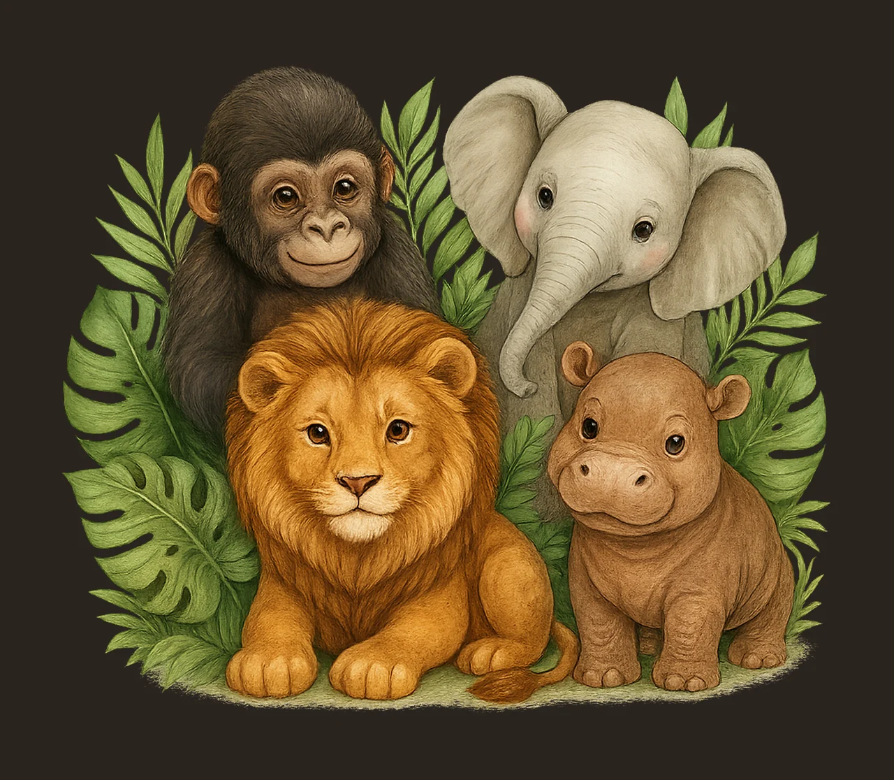 Safari Animals Kids Sublimation Designs Elephant Giraffe contrast preview thumbnail